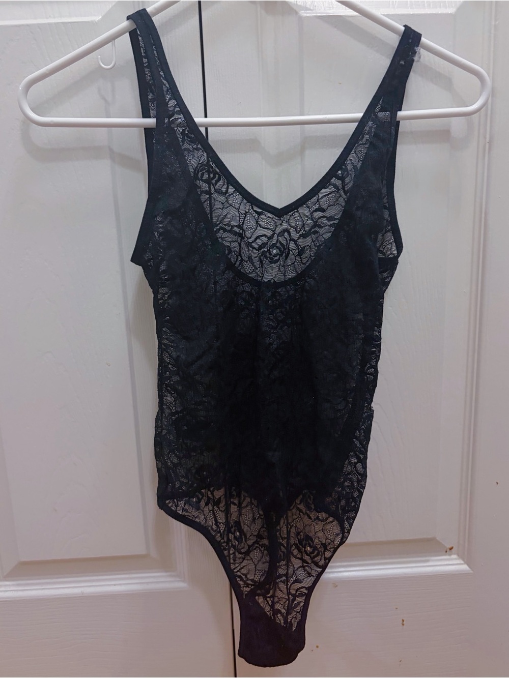Black Lace Scoop Neck Bodysuit